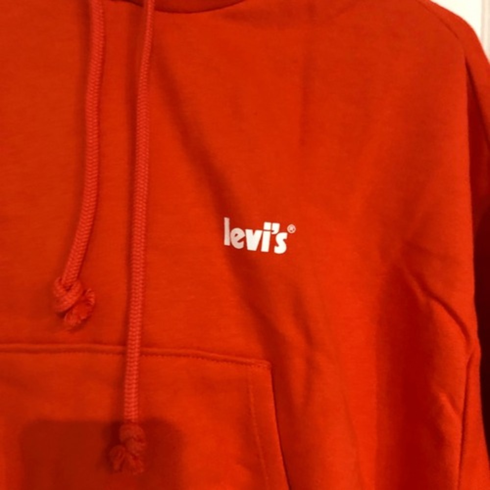 Levis Womens Orange Cropped Hoodie Sweatshirt Logo Graphic Size Large NWT - Picture 5 of 5